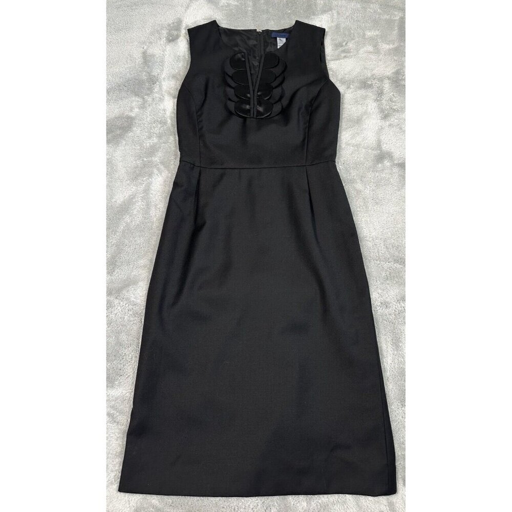 J Crew Dress Womens 2 Black Sheath Wool Sleeveless Career‎ Office Satin P…